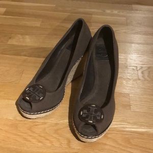 Tory Burch peep toe espadrille wedges